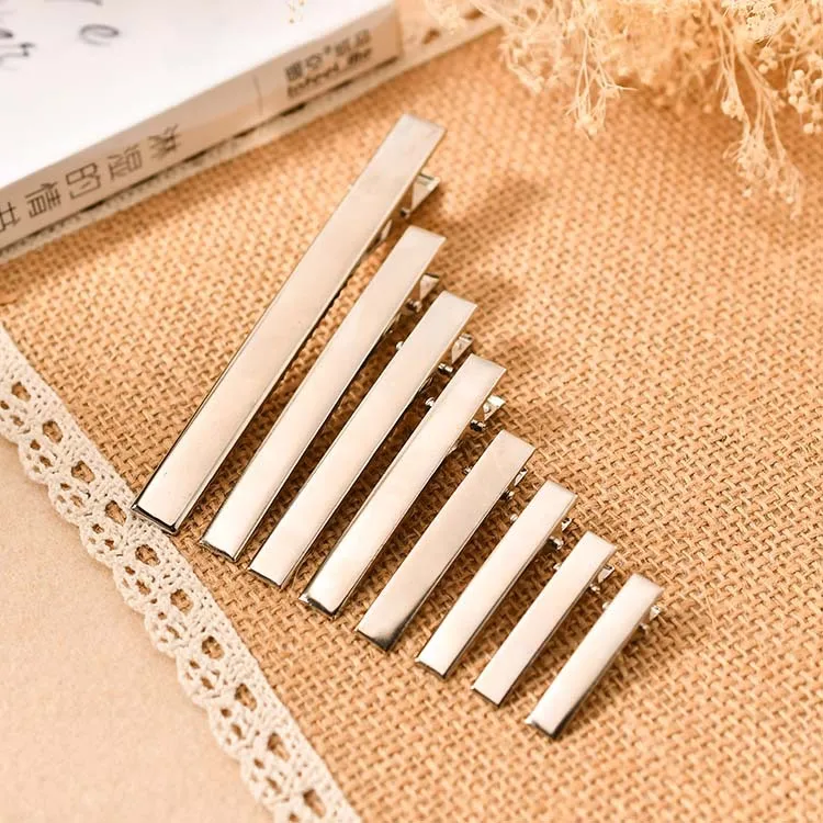 Multi Sizes Wholesale Bulk Hair Accessories Square Alligator Hair Clip Kit Barrette DIY Handmade Metal Silver Duckbill Hair Clip