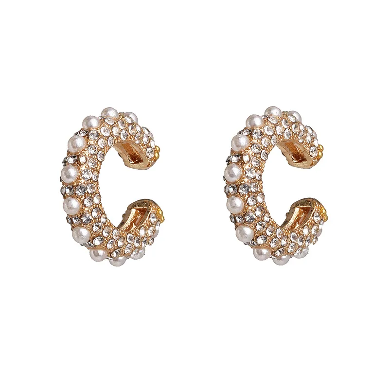 R.Gem. Trendy C Shaped Multi color Women Without Piercing CZ Ear cuff Clip Earrings