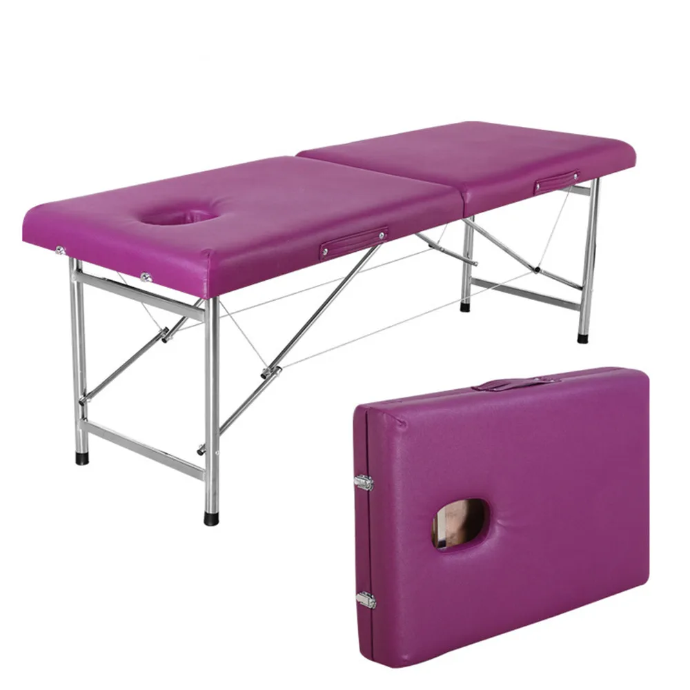 Facial Treatment Aluminum Lightweight Portable 2 Foldable Red Spa Massage Tables / Beds