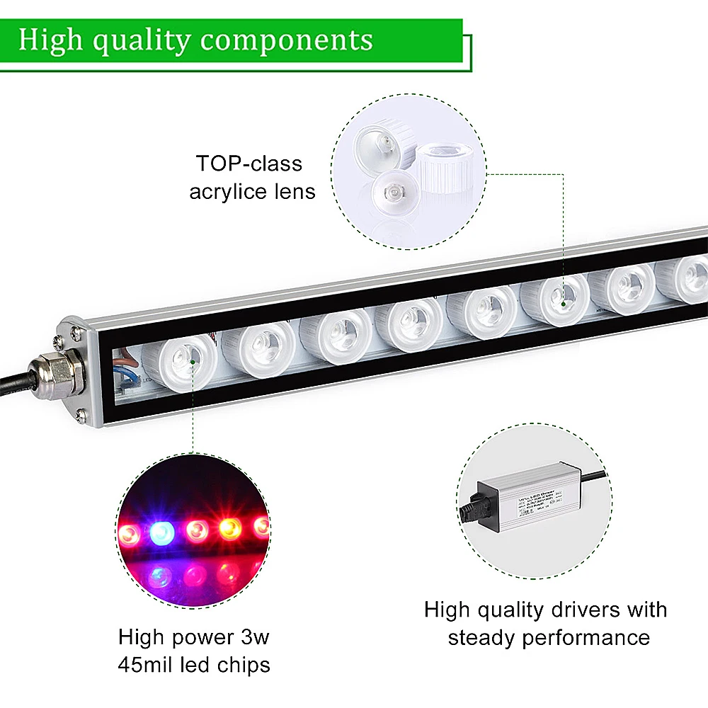 New Design Waterproof 55cm 85cm 115cm Led Grow Plant Light bar for hydroponics greenhouse plants