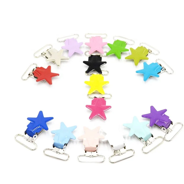 New Suspender Clips Star Shape Pacifier Clips Enamel Metal Clips
