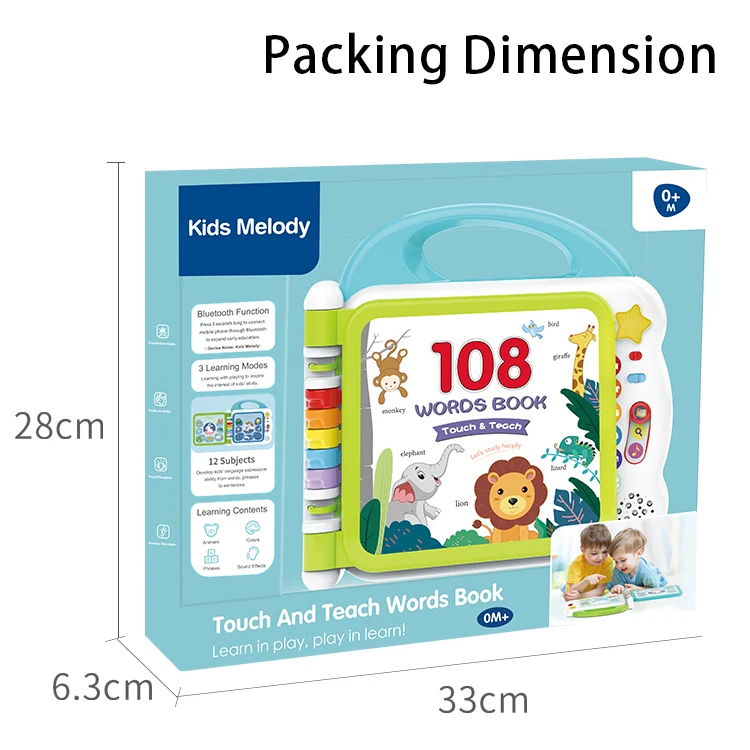 Amazon hot selling English Learning Touch Reading Sound  words Book Kids E book