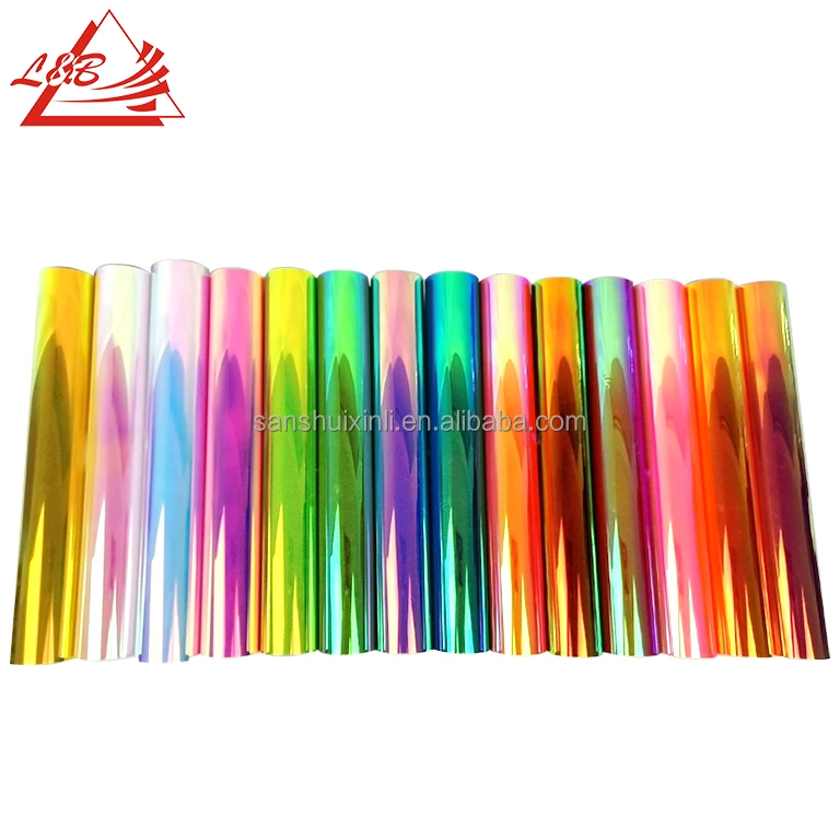 L&B Holographic Adhesive Vinyl Pack 30.5 x 30.5 cm Assorted Colors Laser Chrome Vinyl Works with All Cutter machine
