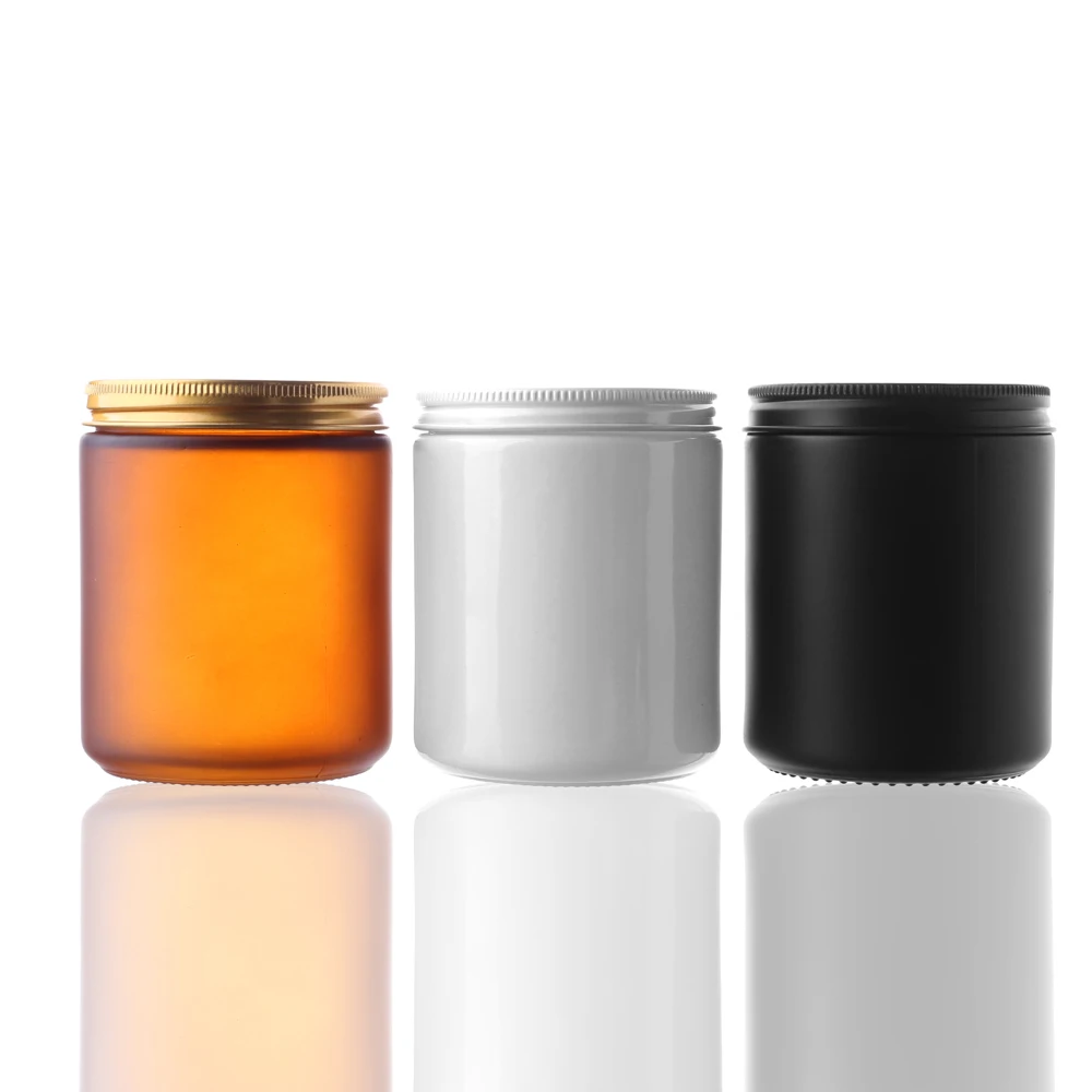 Glass Bottle Custom Color 8oz 250ml Straight Sided Luxury Empty Glass Candle Jar With Lids For Glass Candle Packaging