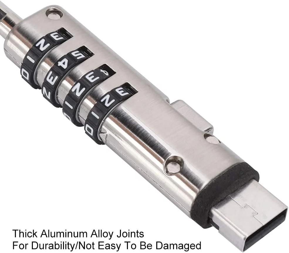 Zinc Alloy Security Universal anti-theft USB Laptop Combination Cable Lock with 4 digit password