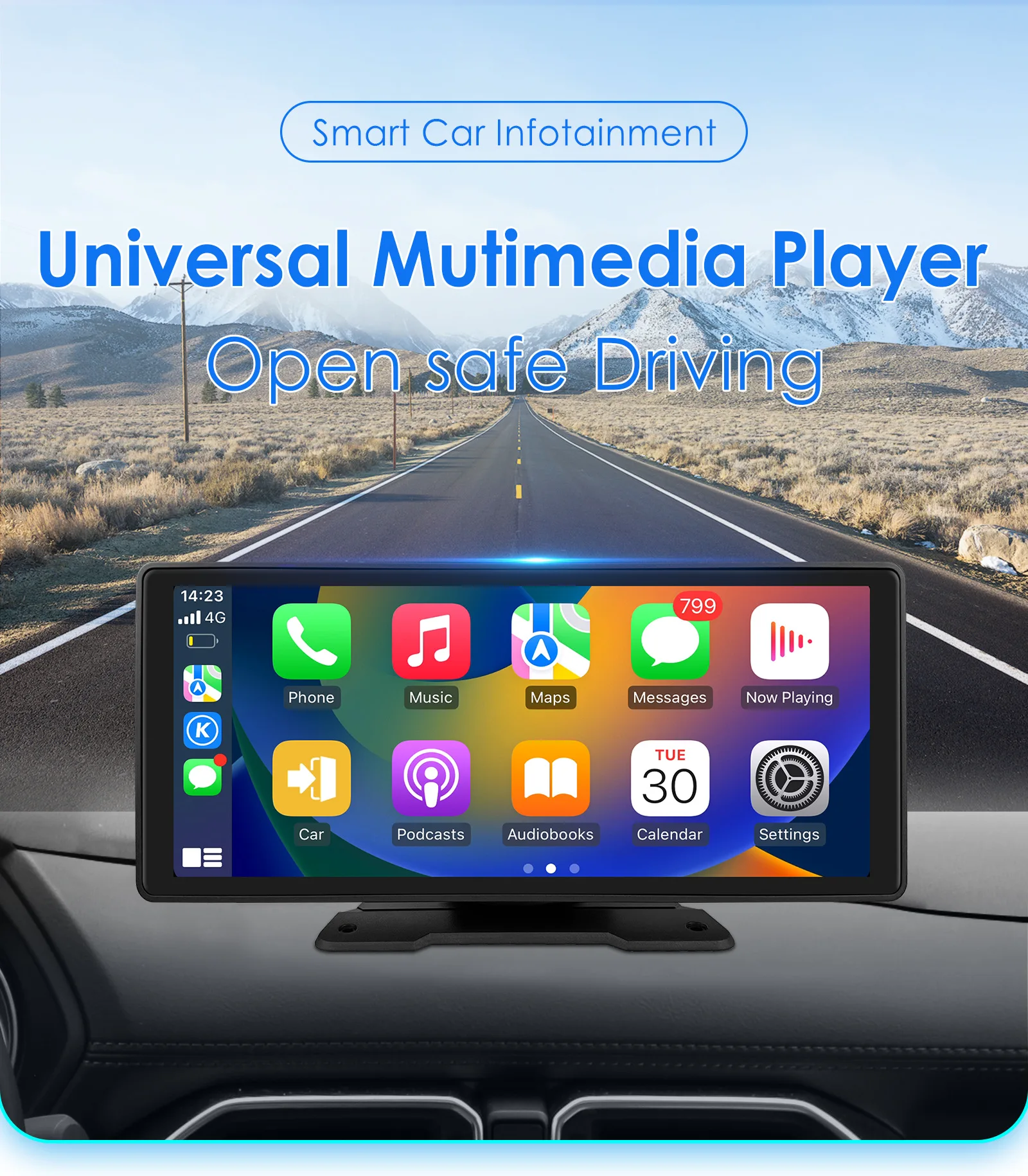 10.26 inch portable wireless Carplay car smart screen MP5 car navigation reversing image
