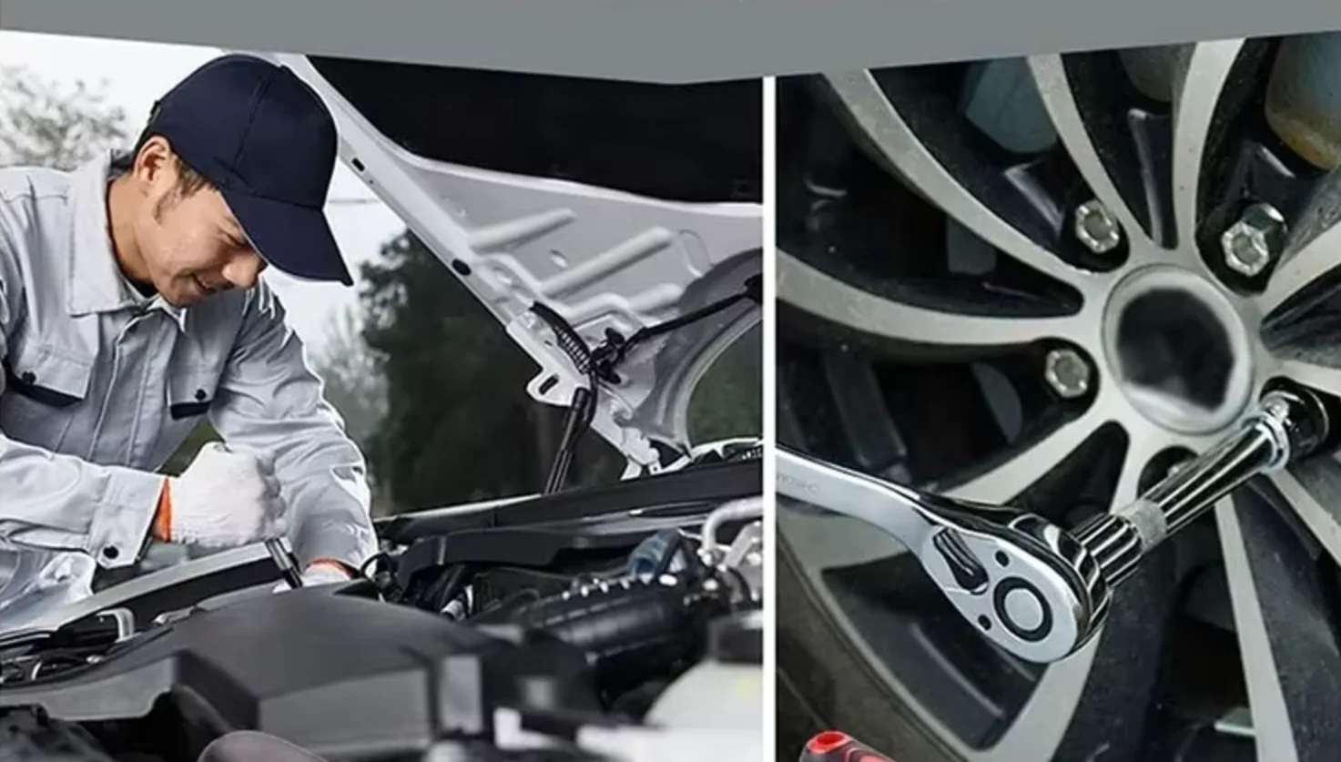 Material benefit Garage  Motor van  Bike Maintenance kit 40 sleeve ratchet wrench auto repair machine  household tools