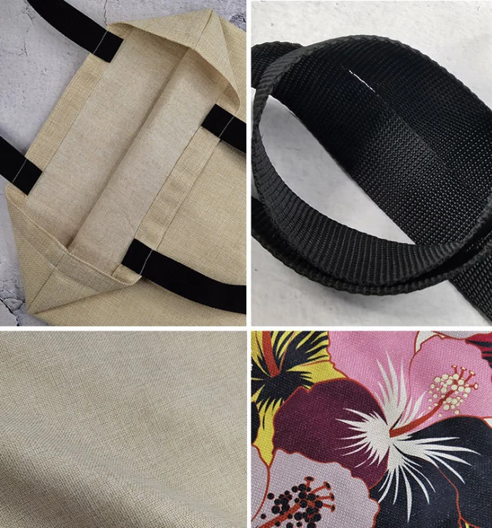 KY Customized Cute Cat Printing Women Handbag Linen Totes with Print Logo Casual Traveling Beach Bags