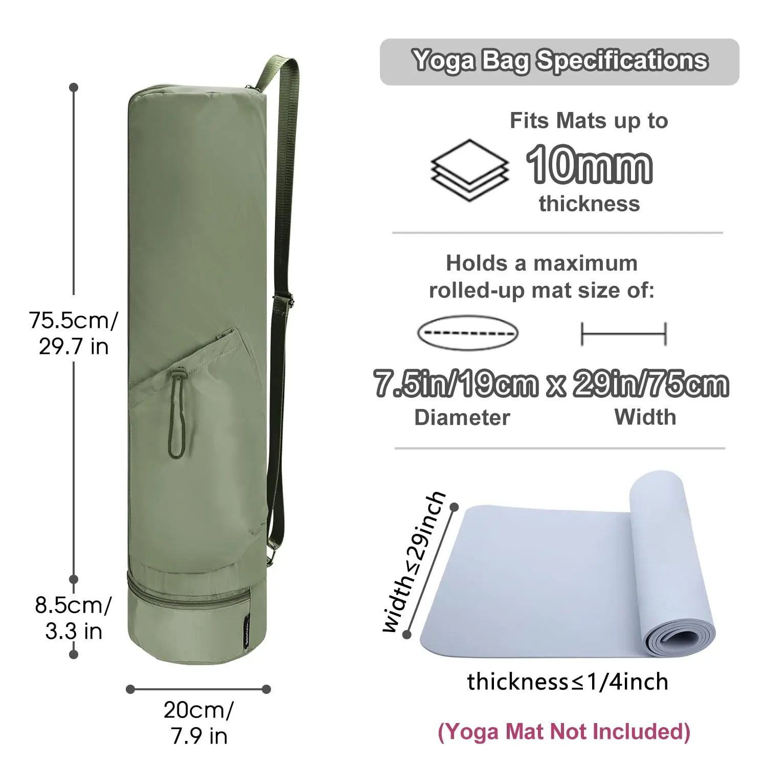 High Quality Custom Brand Large Yoga Mat Carry Bag for Men and Women Sports Polyester Tote with Waterproof Wet Pocket