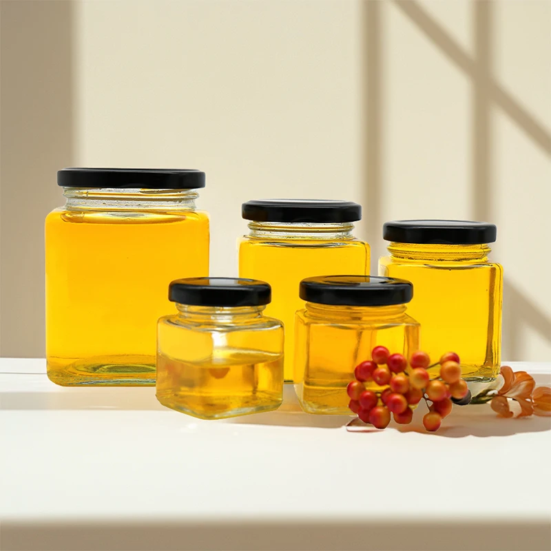 Hot Selling 150ml 200ml 280ml 380ml 500ml 730ml Square Honey Glass Jar Food Srotage Jar