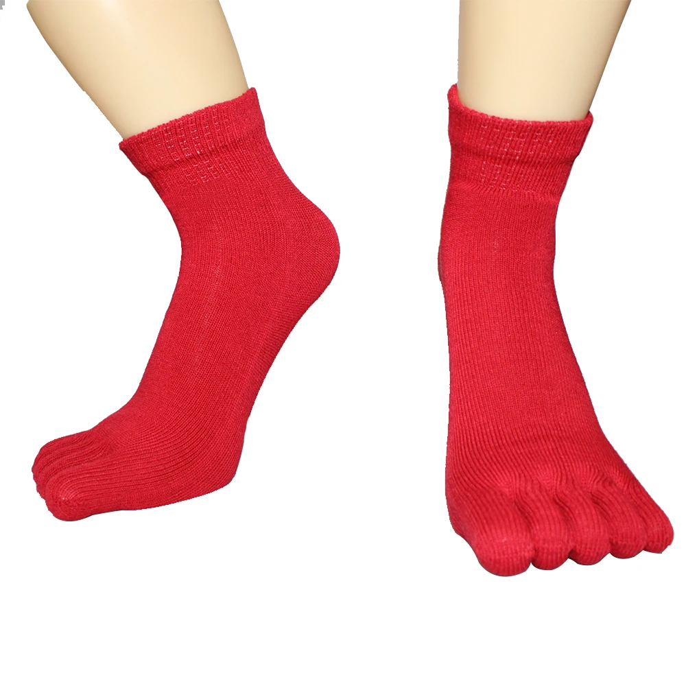 Cheap Sweat-Absorbent Soft Sport Slip Finger Socks Cotton Crew Unisex 5 Toe Socks for Men Women