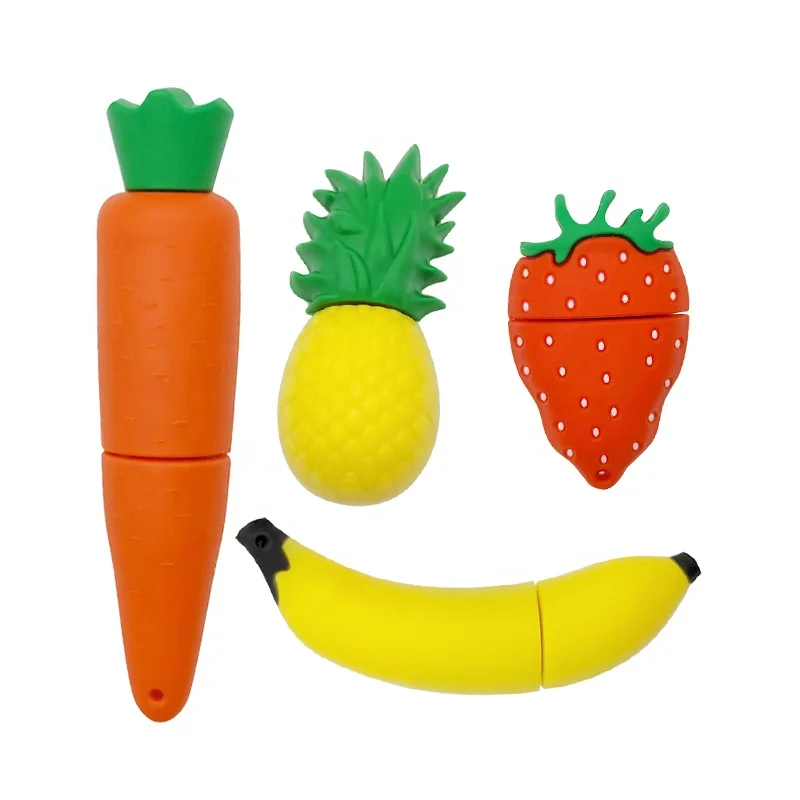 YONANSON Fruits USB Flash Drive Cute Pineapple Carrot Banana Strawberry Pen Drive Gift Memory Stick