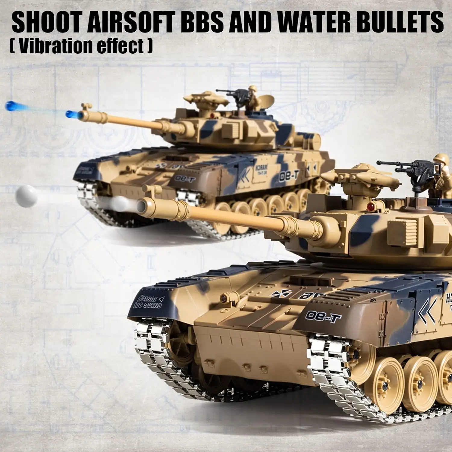 wholesale 1/18 RUS T-90 Remote Control Tank 2.4G Army Battle Tank Truck with Smoking & Light & Sound Military Vehicles Model Toy