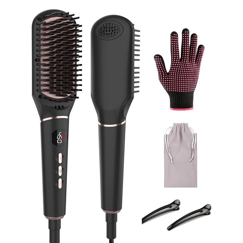 Most Popular Private Label Fast Hair Straightener Pressing 450F Hot Comb custom hot hair straightener comb for women