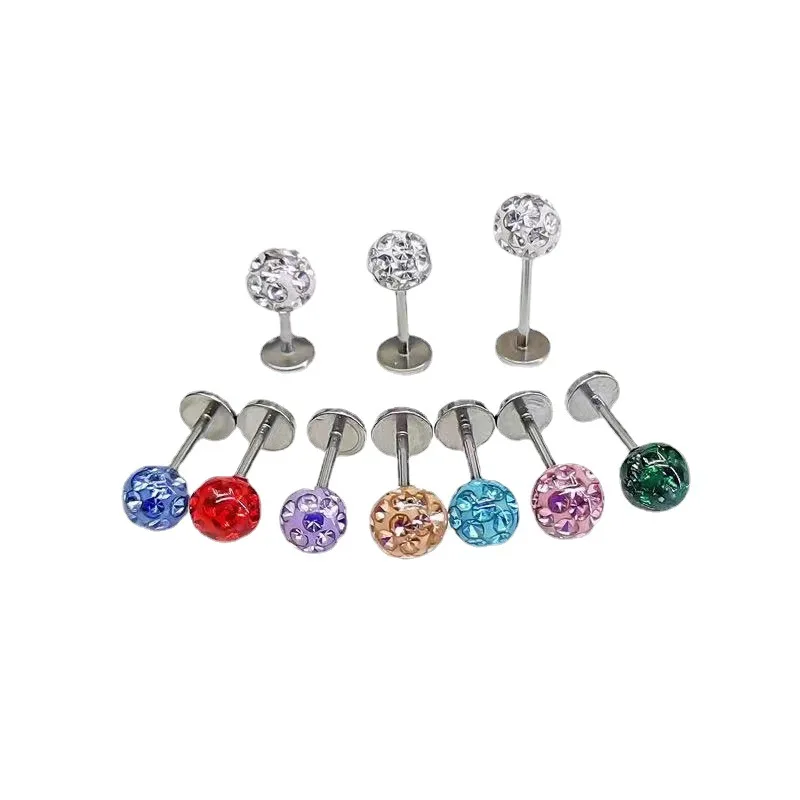 2022 Wholesale Fashion Stainless Steel 6Mm 8 Ball Animal Flower Labret Tops Ear Nose Ring Body Piercing Helix Stud Jewelry /