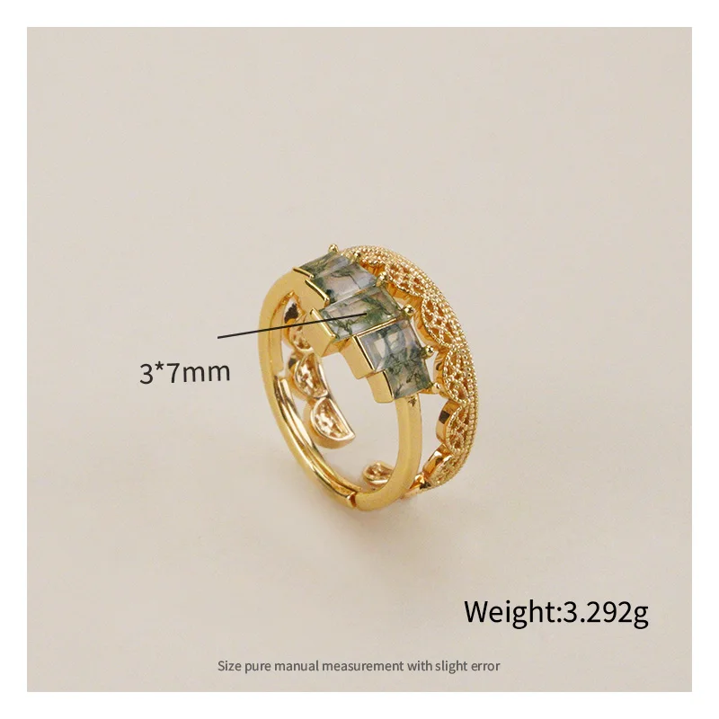 New Design Gemstone 925 Silver Ring Jewelry Natural Green moss agate Sterling 925 Silver Gemstone Ring