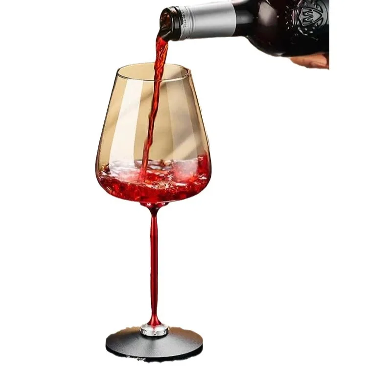 Luxury Gifts Glassware Rotatable Fun Goblet Aluminum Crystal Glass Gravity Glass Automatic Decanting Wine Glass
