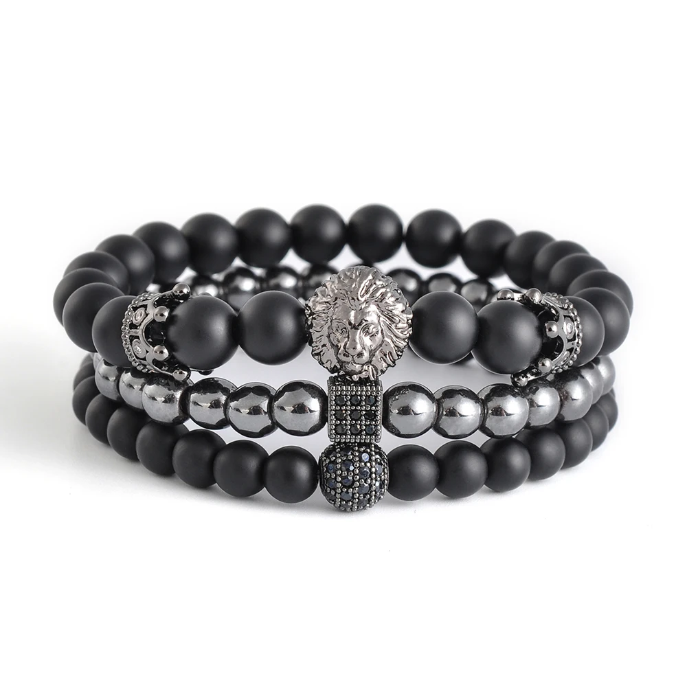 F222 Custom Jewelry  Bracelet Stone Minimalist Jewelry Charm Bead Adjustable DIY Zircon Black Set Black Matte Agate Bracelet