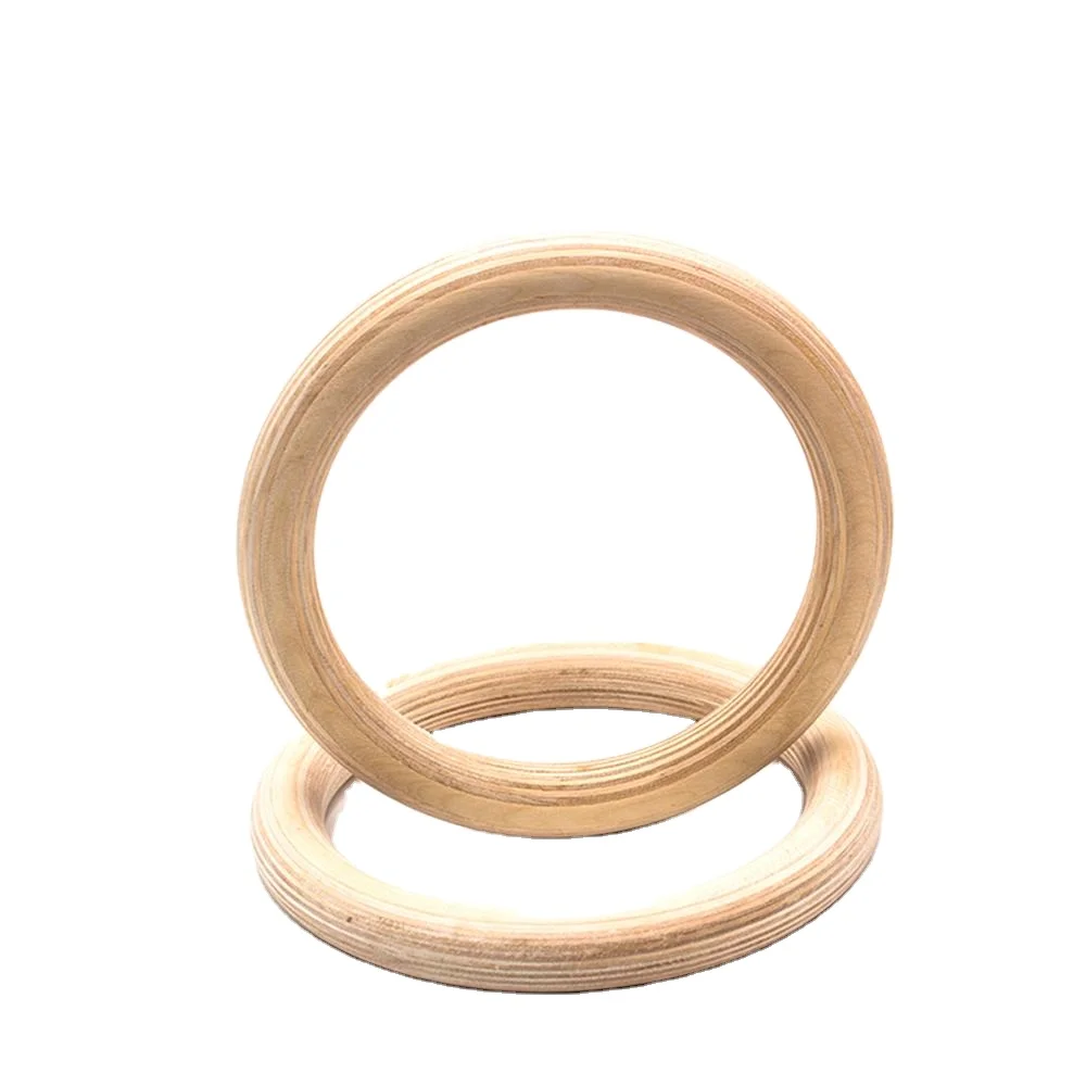 Fitness Training Wooden Gymnastic Rings with Nylon strap