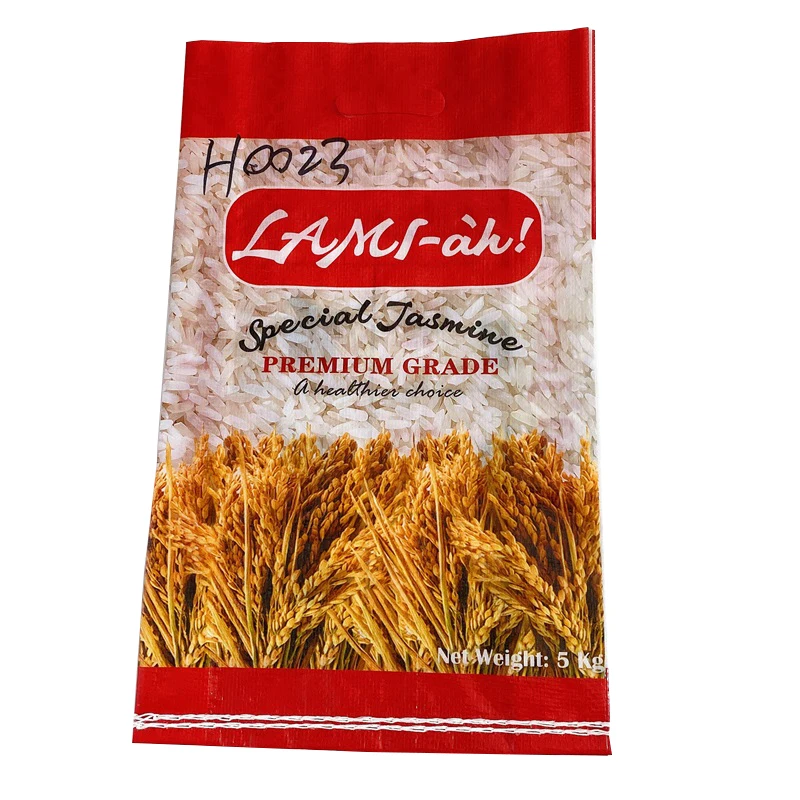 5kg 10kg 25kg 50kg bopp laminated pp woven sack plastic fertilizer rice wheat flour grain packaging bag with handle