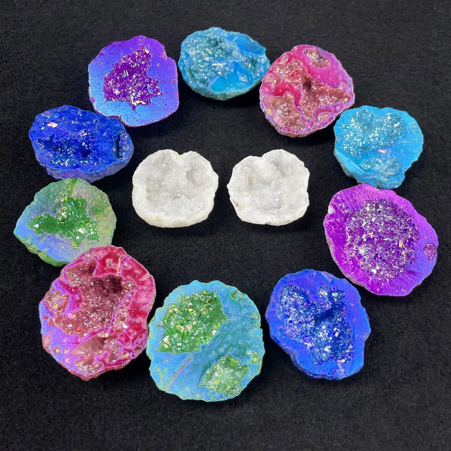 New Arrivals Spiritual Healing Stones Specimens Natural Colorful Aura Agate Geode