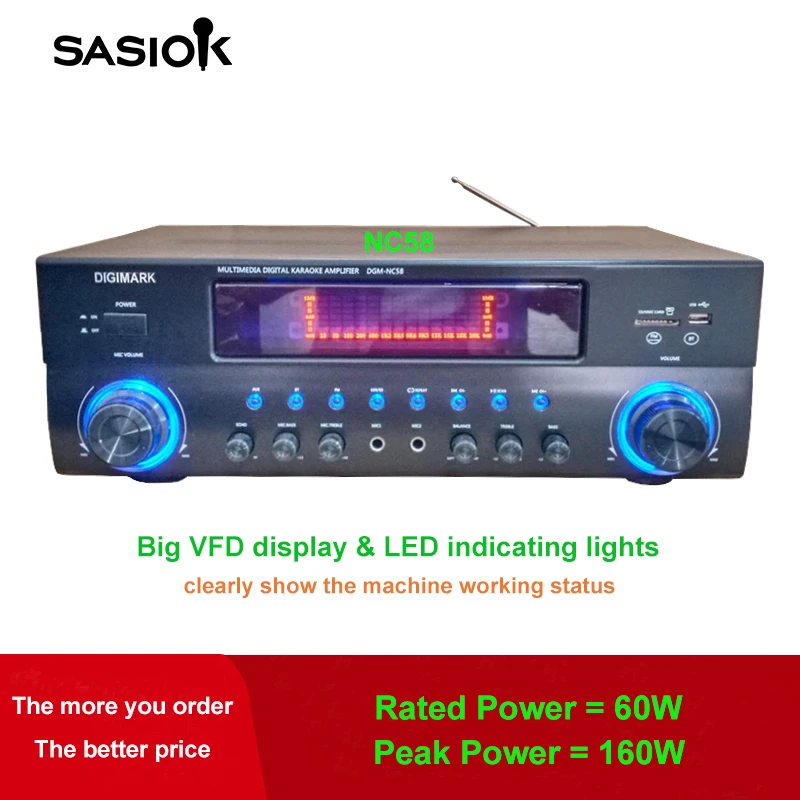 Микрофон echo NC58 BT/USB/SD/MMC/AUX/MP3/CD/VCD/DVD аудио вход стерео синий зуб караоке усилитель динамик Профессиональный FM радио/VFD