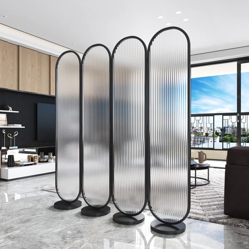 Декоративные передвижные складные золотистые разделители из матового стекла для спа-мероприятий