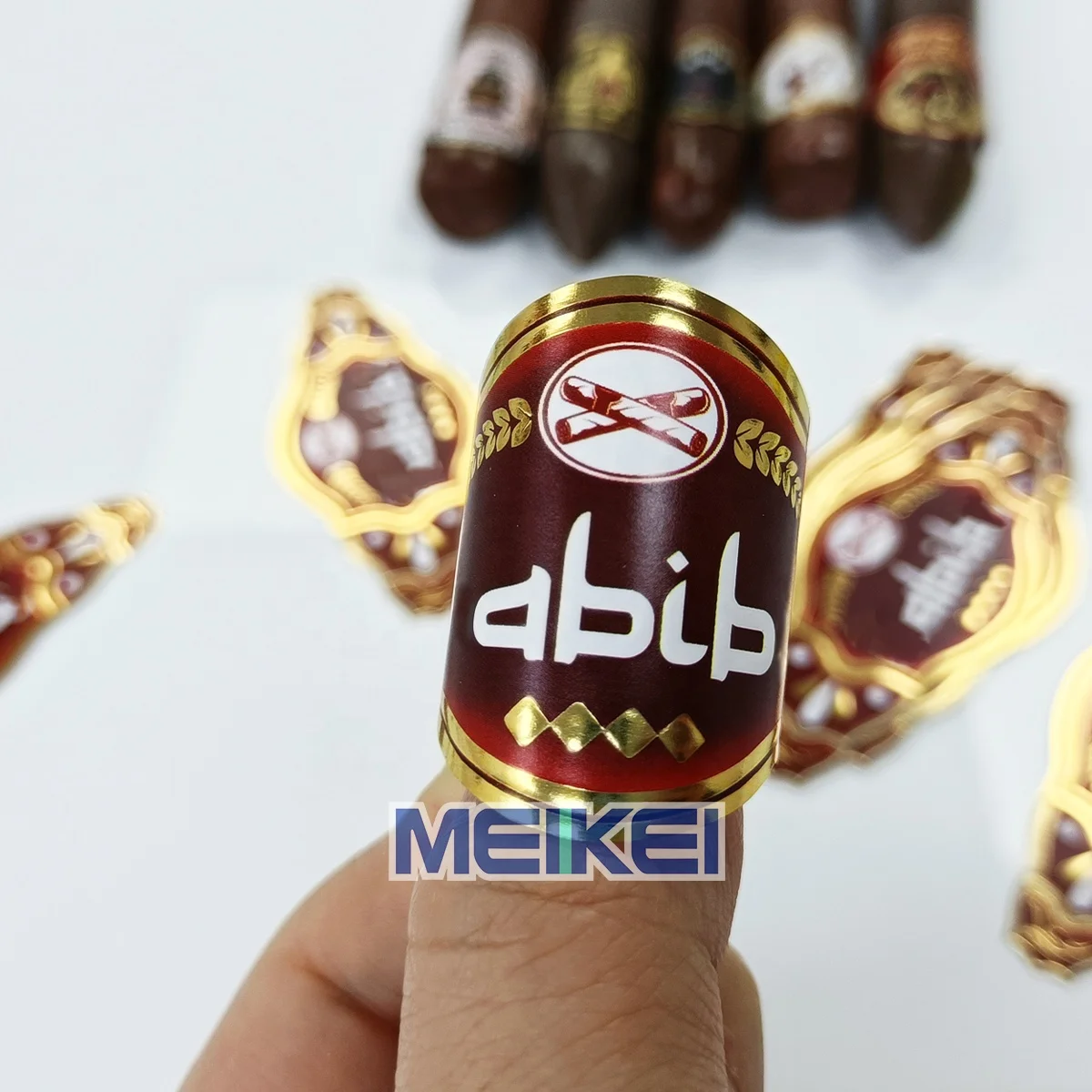 Индивидуальная печать на заказ серебряная фольга тиснение сигарное кольцо этикетки для сигар