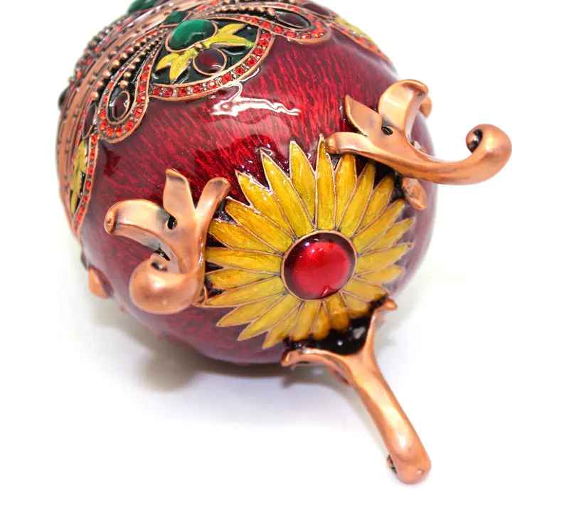 SHINNYGIFTS Royal Vintage Trinket Box Enamel Hand Painted Faberge Style Eggs Jewelry Gift Box Easter Egg