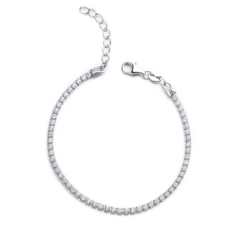 Factory Wholesale 925 Sterling Silver Jewelry Silver Plate Cubic Zircon Fashion Jewelry Tennis Bracelet For Women