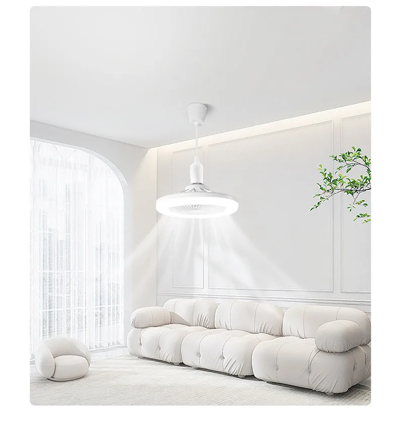 250*120mm 220V Modern LED Remote Control Ceiling Fan with White Light Home Living Room Three-Color Fan & Light