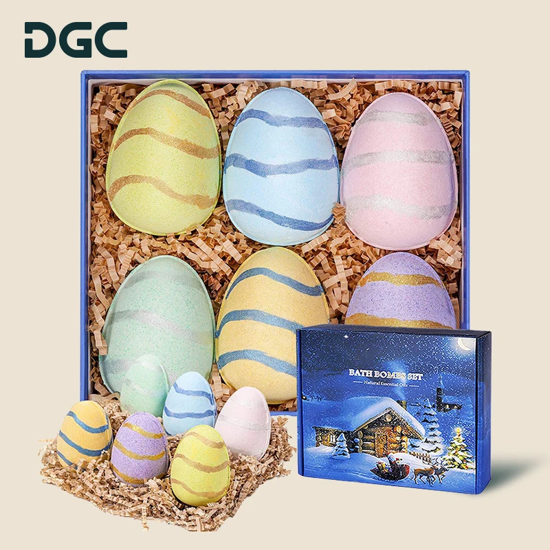DGC New arrival 6 pcs Dinosaur egg Flower Scent surprise toys inside Kids fizzy bath bomb set