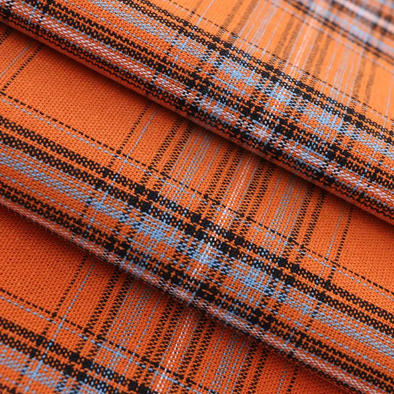 organic 100 Cotton Yarn Dyed checked fabric orange plaid pattern school uniform fabric