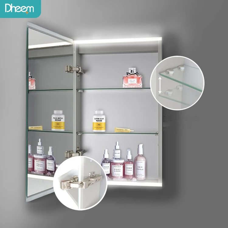 High End Custom Storage Bathroom Mirror Cabinet Easy To Operate Single Door Mirrored Bathroom Medicine Cabinet