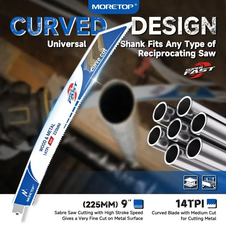 Superior Cutting Extra Long Blade Reciprocating Curved Saw Blade Wood Metal Sawzall Blade Fast Cutting