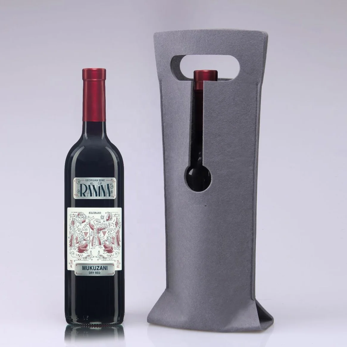 2024 Custom Felt Two Bottle Wine Bags Felt Wine Holder Bag Portable Felt Wine Bag For Packing