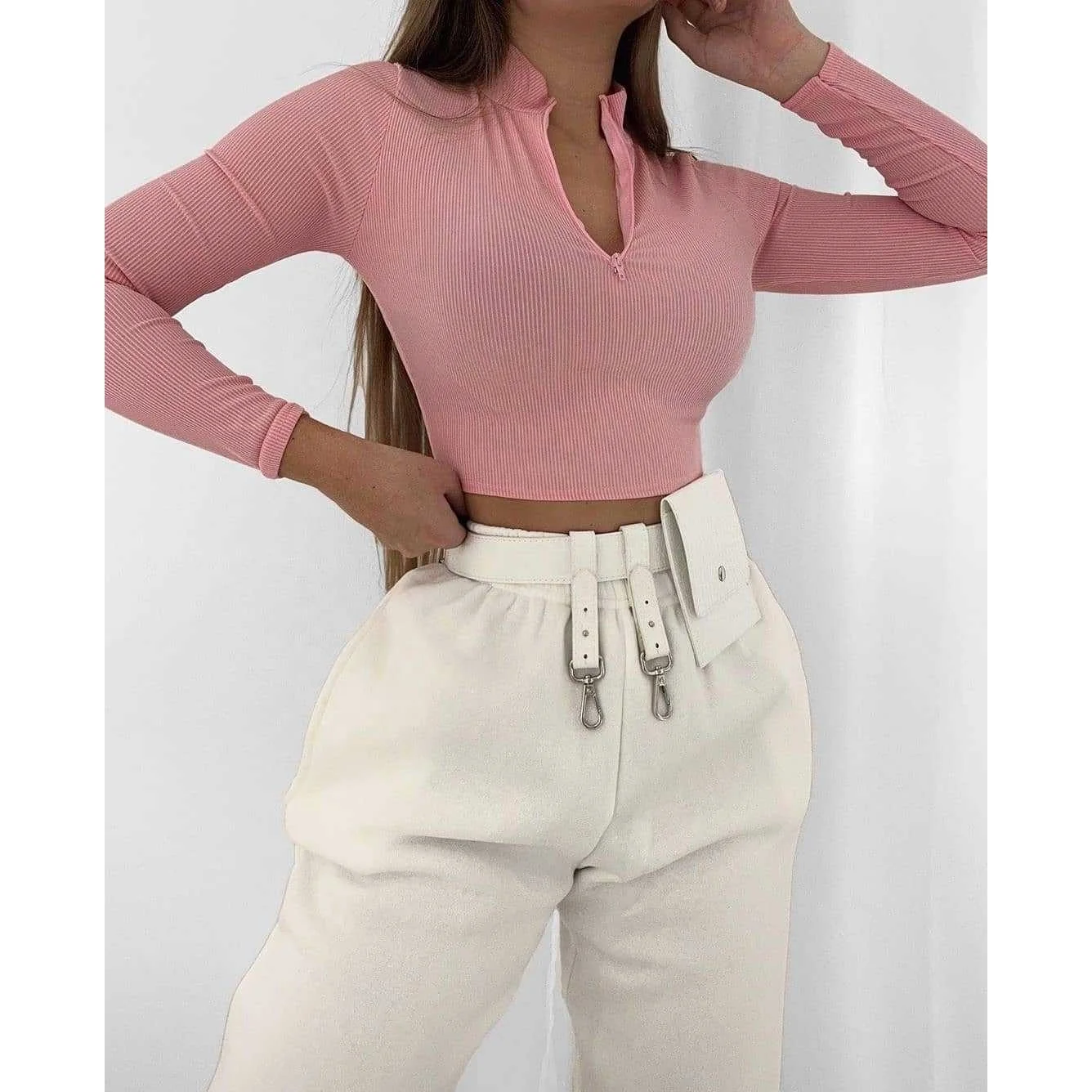 Designer streetwear sweet knit tshirt for girls fashion women long sleeve crop tops blouses ladies
