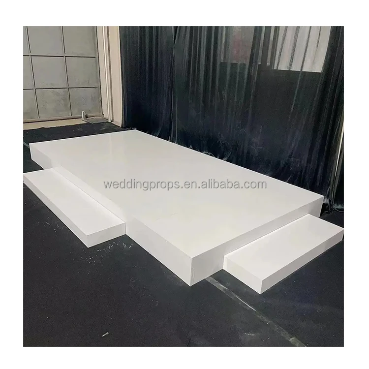 Factory Price Wedding Supplies White Gold Acrylic Wedding Stage Wedding Decoration Party Dance Floor Stage