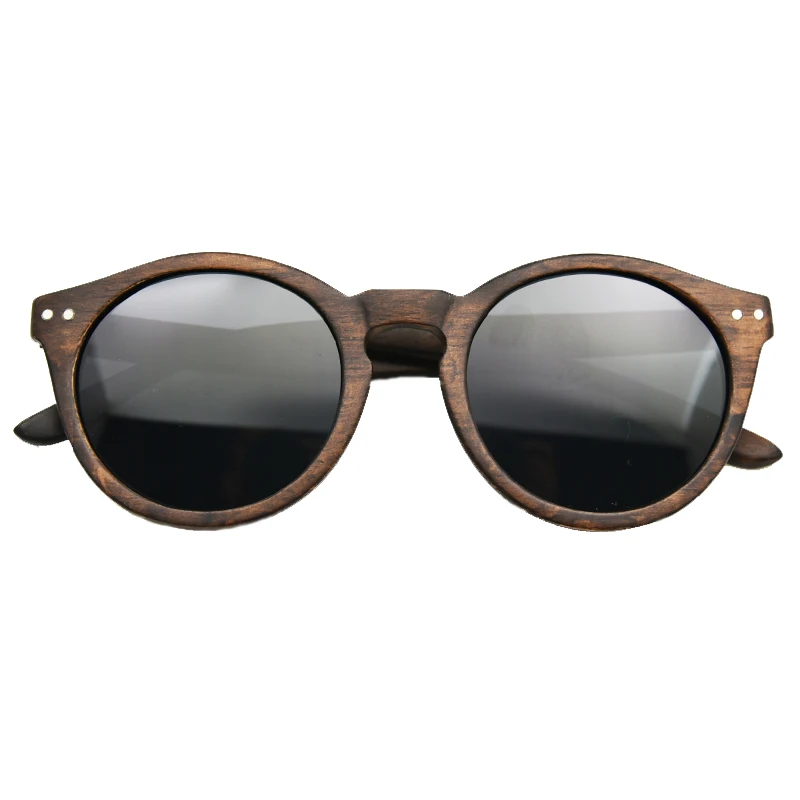 Du Mu Wood Sunglasses Bamboo Case UV400 Polarized Lens Fashion Brand New Round Wooden Sunglasses