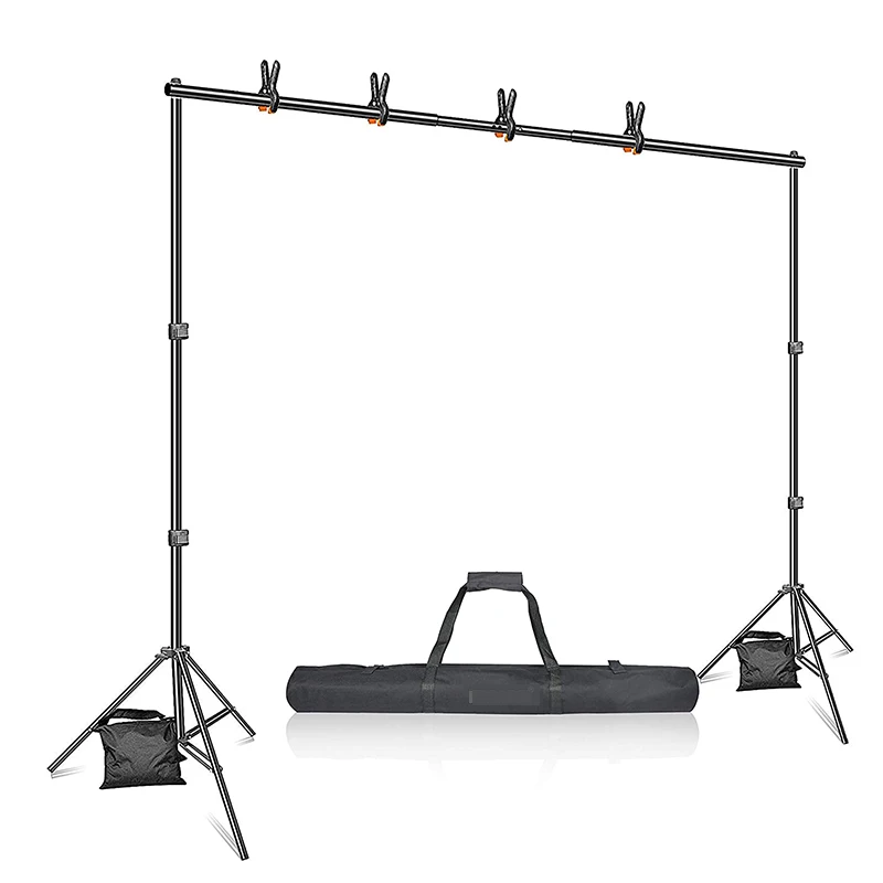 Beiyang 6.6*6.6ft Backdrop Stand Adjustable with 4 Clips For Professional Ceremony Party Photo Video Shoot