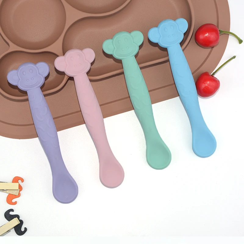 Custom Logo Food Grade Silicone Spoon Babies Microwave Feeding Baby Spoons For Toddler Kids