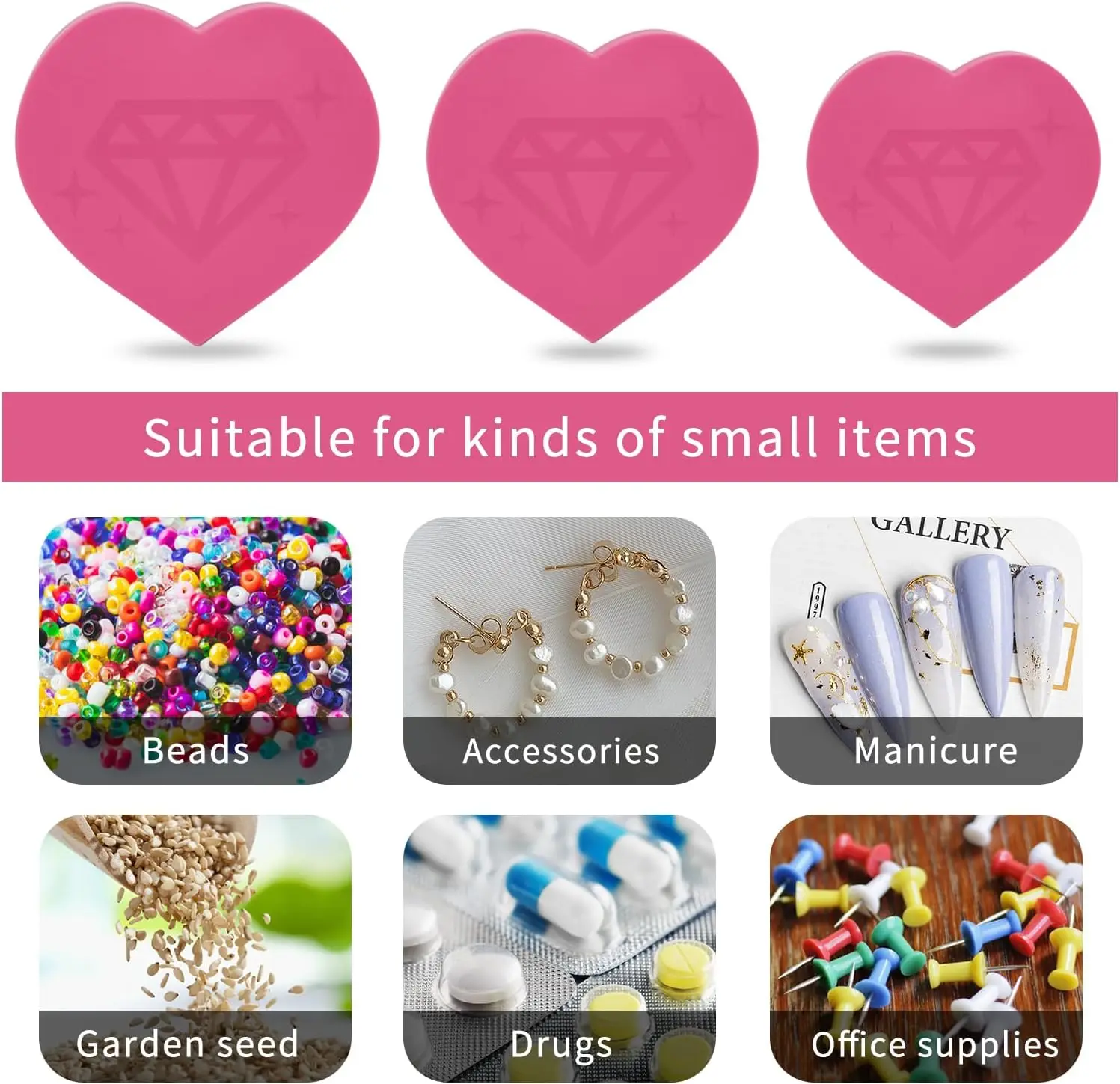 Hot Sale Diamond Heart Shaped Tray Box For Crafts Drills Placement Diamond Painting Embroidery Tools Accessories Plastic Tray