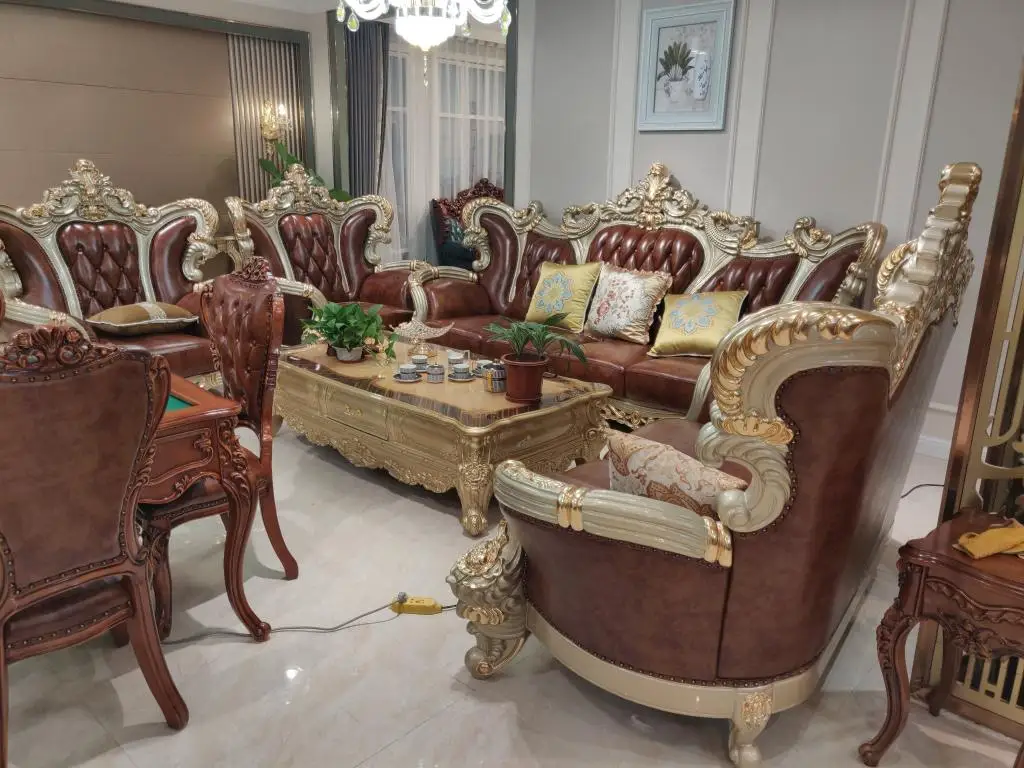 European-style  antique painting  Living Room Sofas old  6 seats sofa set