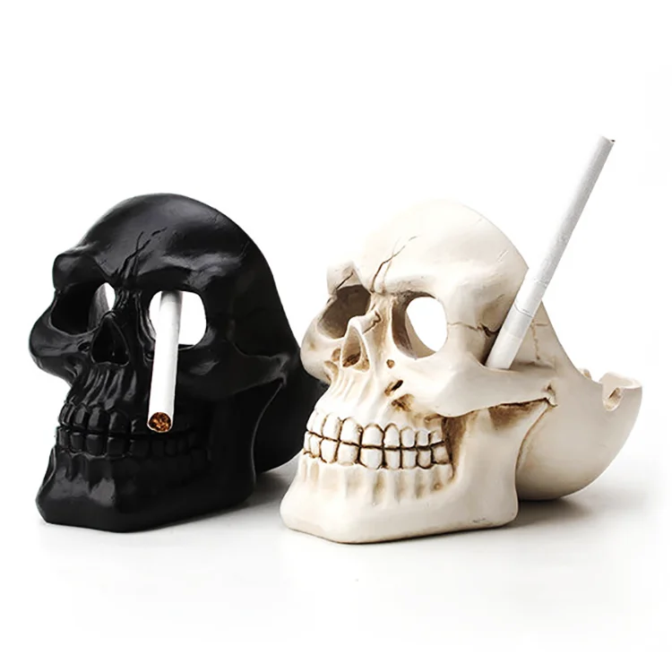 Customized Magnetic Metal Cigar Nordic Skull Resin Stainless Steel Ashtray