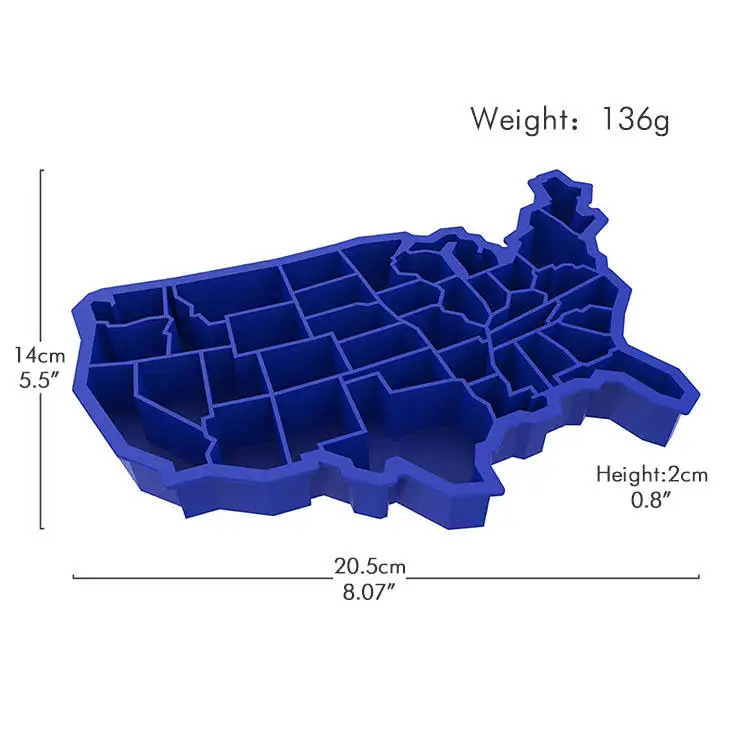 2022 Kitchen Gadgets Reusable BPA-Free United States Ice Tray, Cube USA Map Ice Tray Silicone Tube Mold for Whiskey