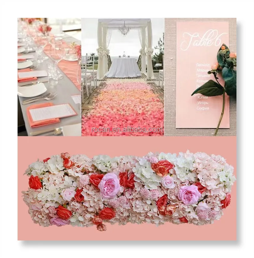 Wedding Decoration Table Centerpiece Silk Artificial Flower Row Runner Stair Aisle Floral Garland red flower runner centerpieces