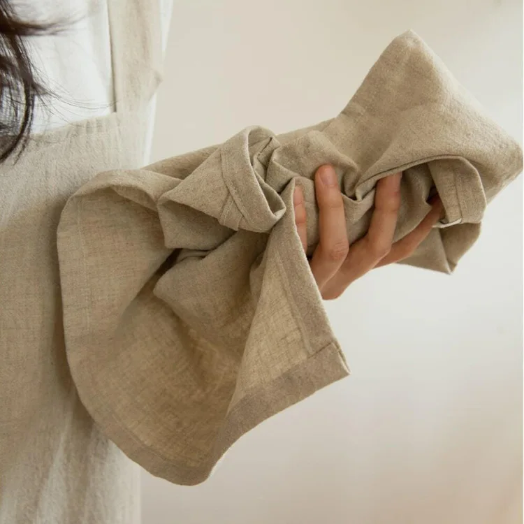 Wholesale Solid Cotton Linen Hemp Tea Towels Large Size Cloth Napkins For Kitchen