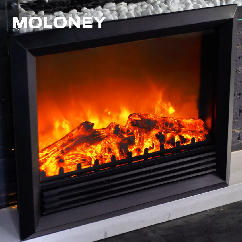 Black Painted Glass Top Front Vent Electric Fireplace Indoor