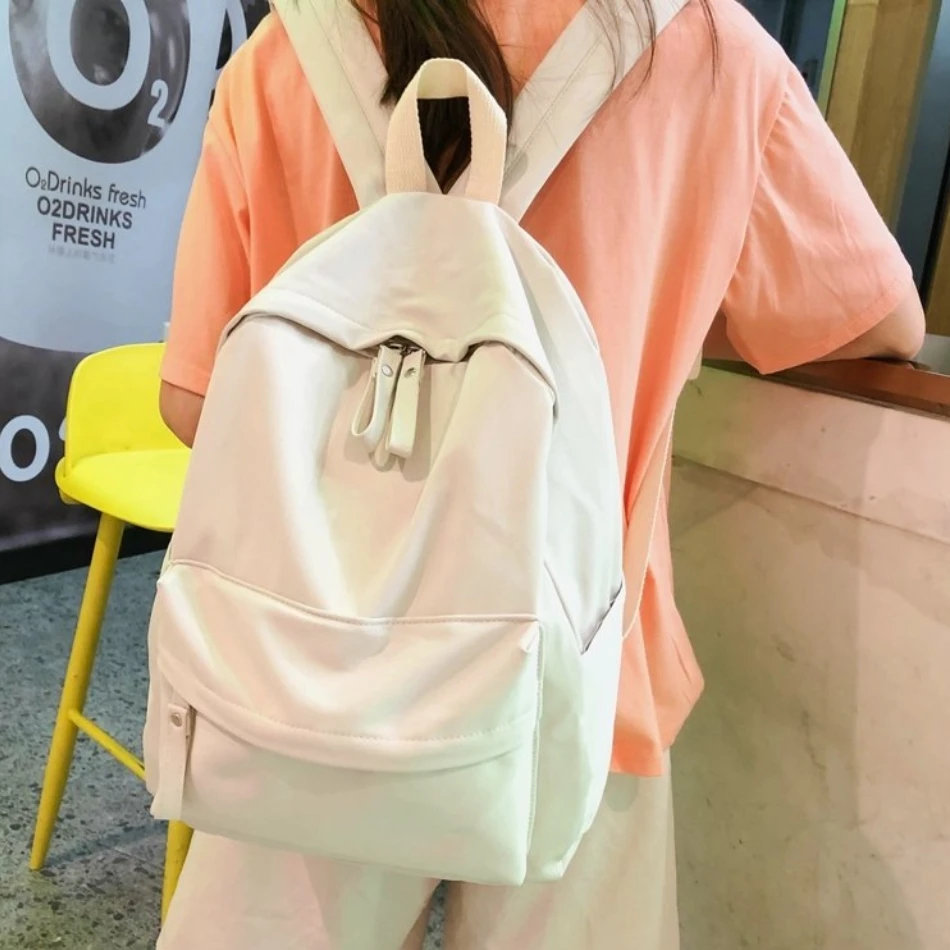 Wholesale No print Schoolbag Junior High School Female Korean Version College Student Backpack High School Large Capacity Bag