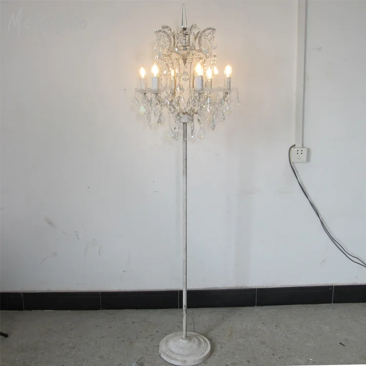 
Foucault gyro globe crystal floor lamp, wrought iron decoration, American country decoration retro white do old floor lamp 